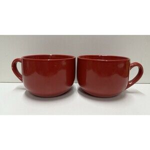 Gibson set of two red  oversized coffee latte mugs 22 oz
